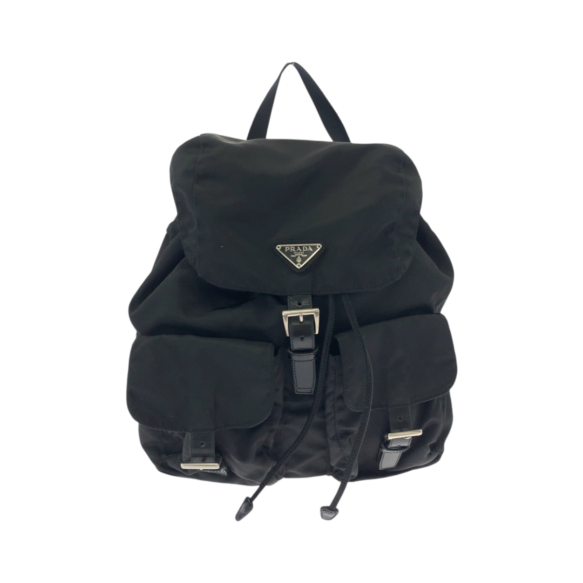 PRADA Backpack Nylon Black SilverMetal Test Triangle With logo