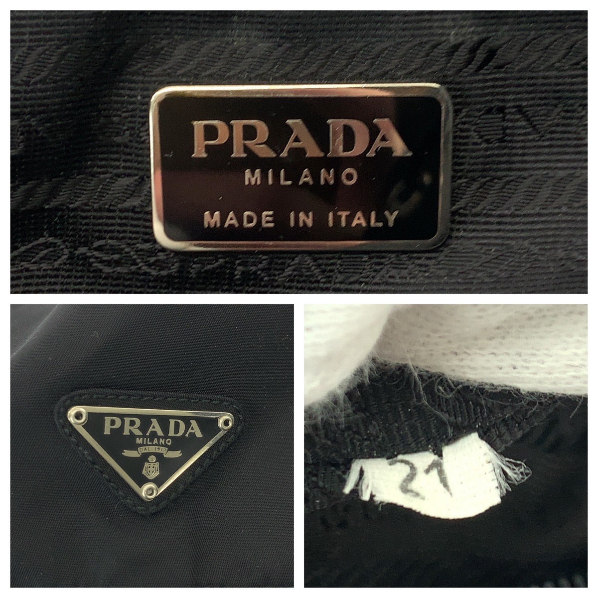 PRADA Backpack Nylon Black SilverMetal Test Triangle With logo
