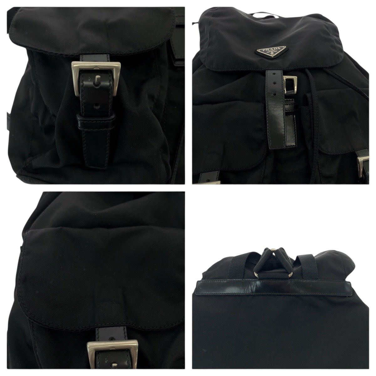 PRADA Backpack Nylon Black SilverMetal Test Triangle With logo