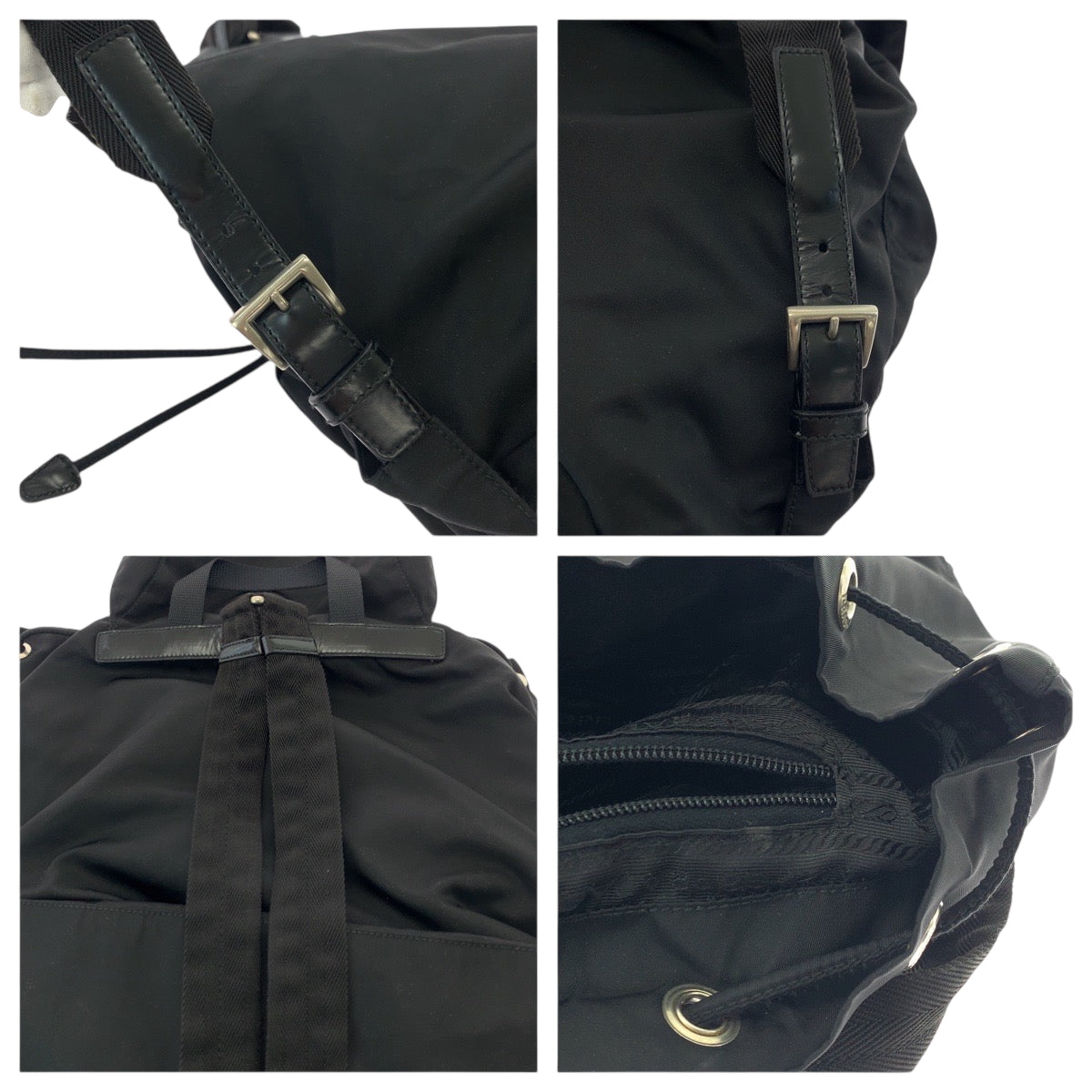 PRADA Backpack Nylon Black SilverMetal Test Triangle With logo