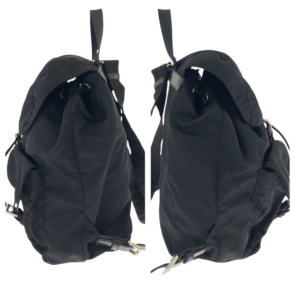 PRADA Backpack Nylon Black SilverMetal Test Triangle With logo