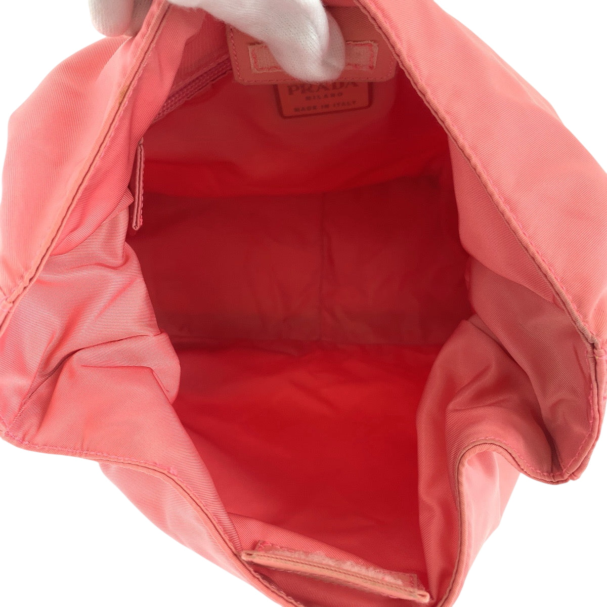 PRADA Shoulder Bag Nylon Pink clear Test Triangle With logo