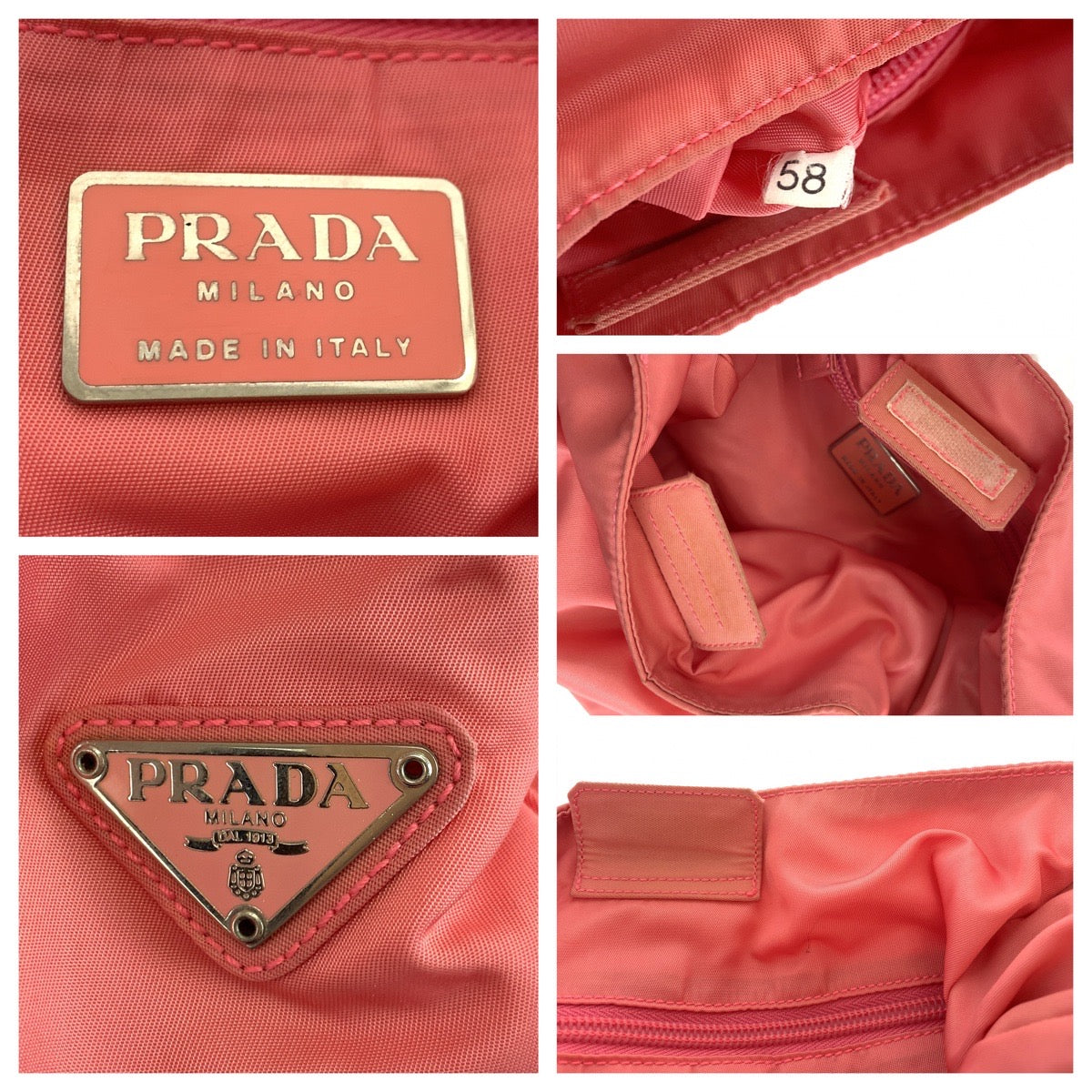 PRADA Shoulder Bag Nylon Pink clear Test Triangle With logo