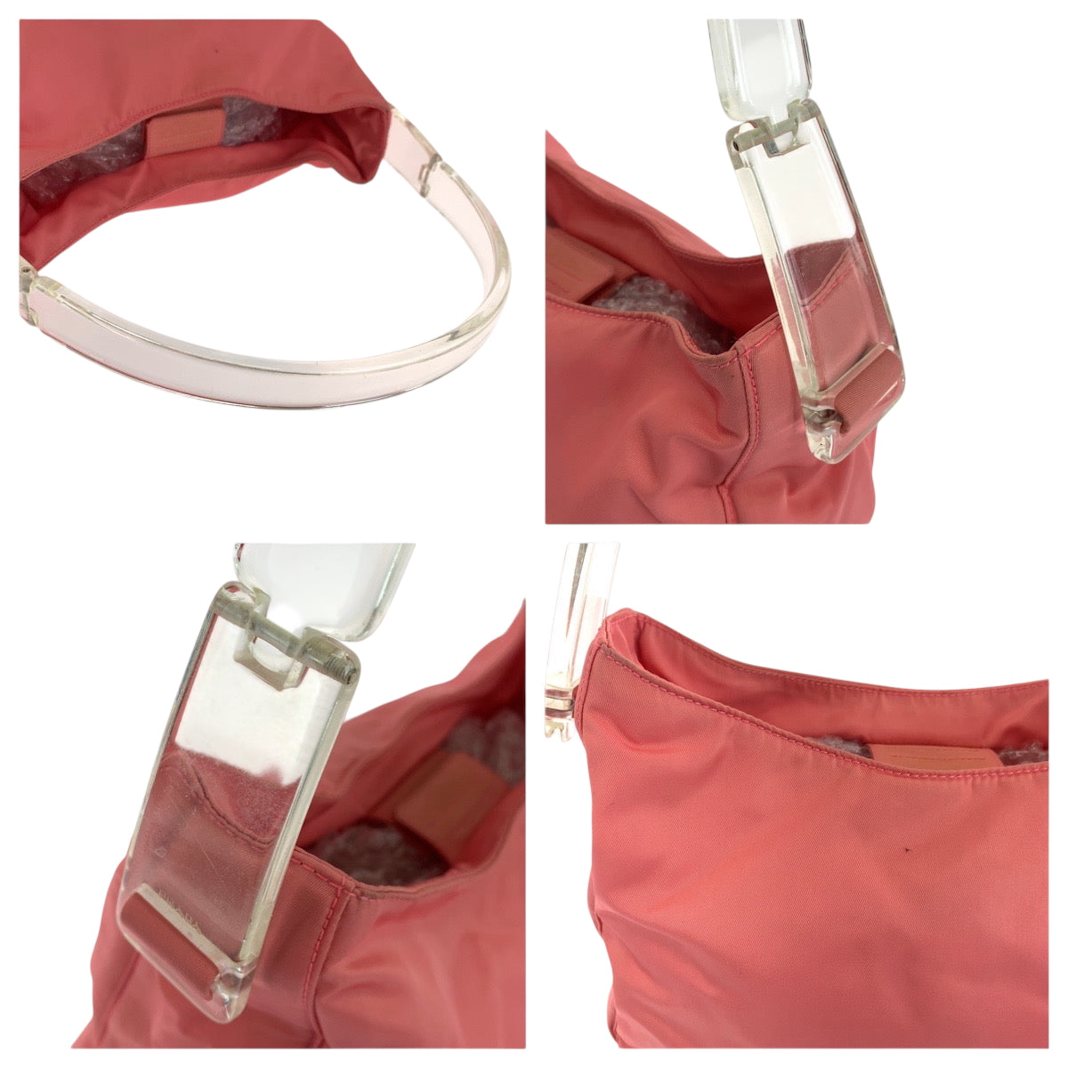 PRADA Shoulder Bag Nylon Pink clear Test Triangle With logo