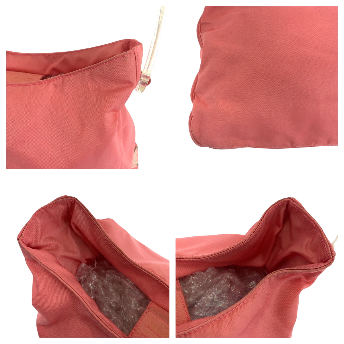 PRADA Shoulder Bag Nylon Pink clear Test Triangle With logo
