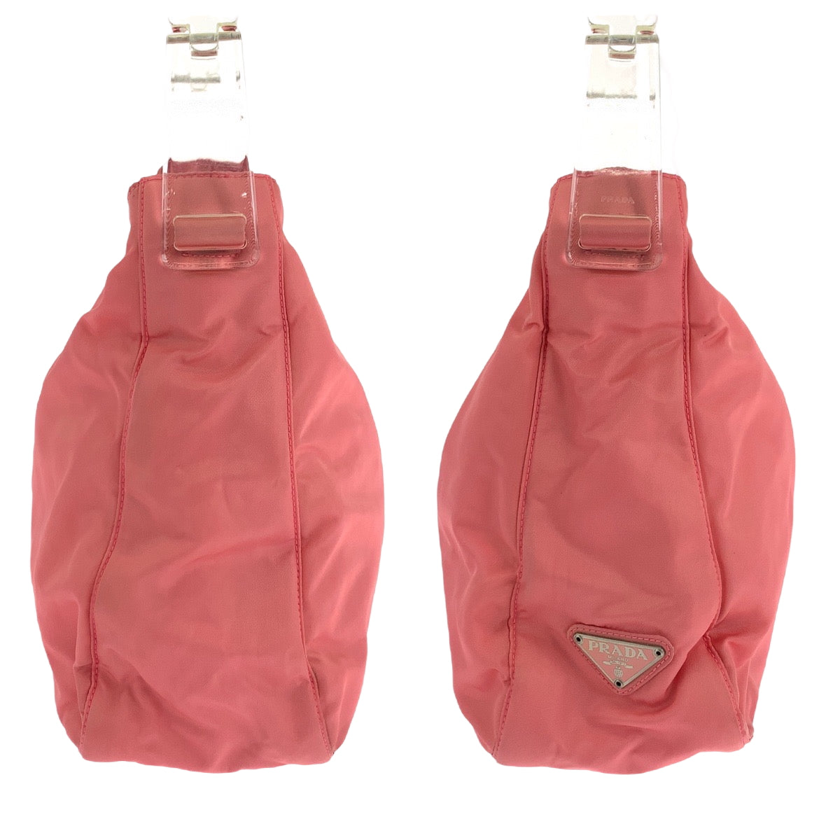 PRADA Shoulder Bag Nylon Pink clear Test Triangle With logo