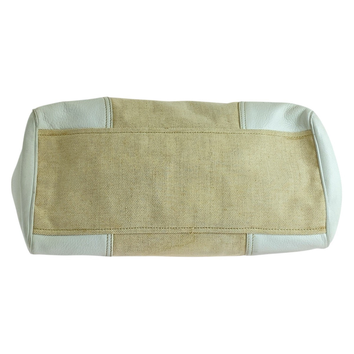 PRADA Tote Bag canvas White Ivory Triangle With logo