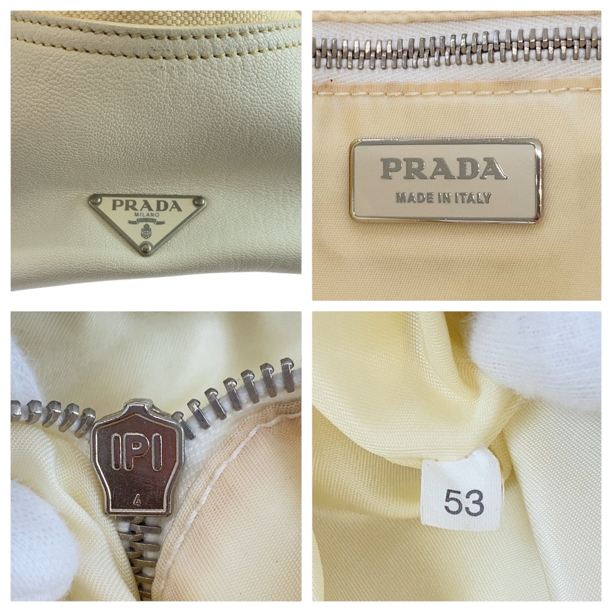 PRADA Tote Bag canvas White Ivory Triangle With logo