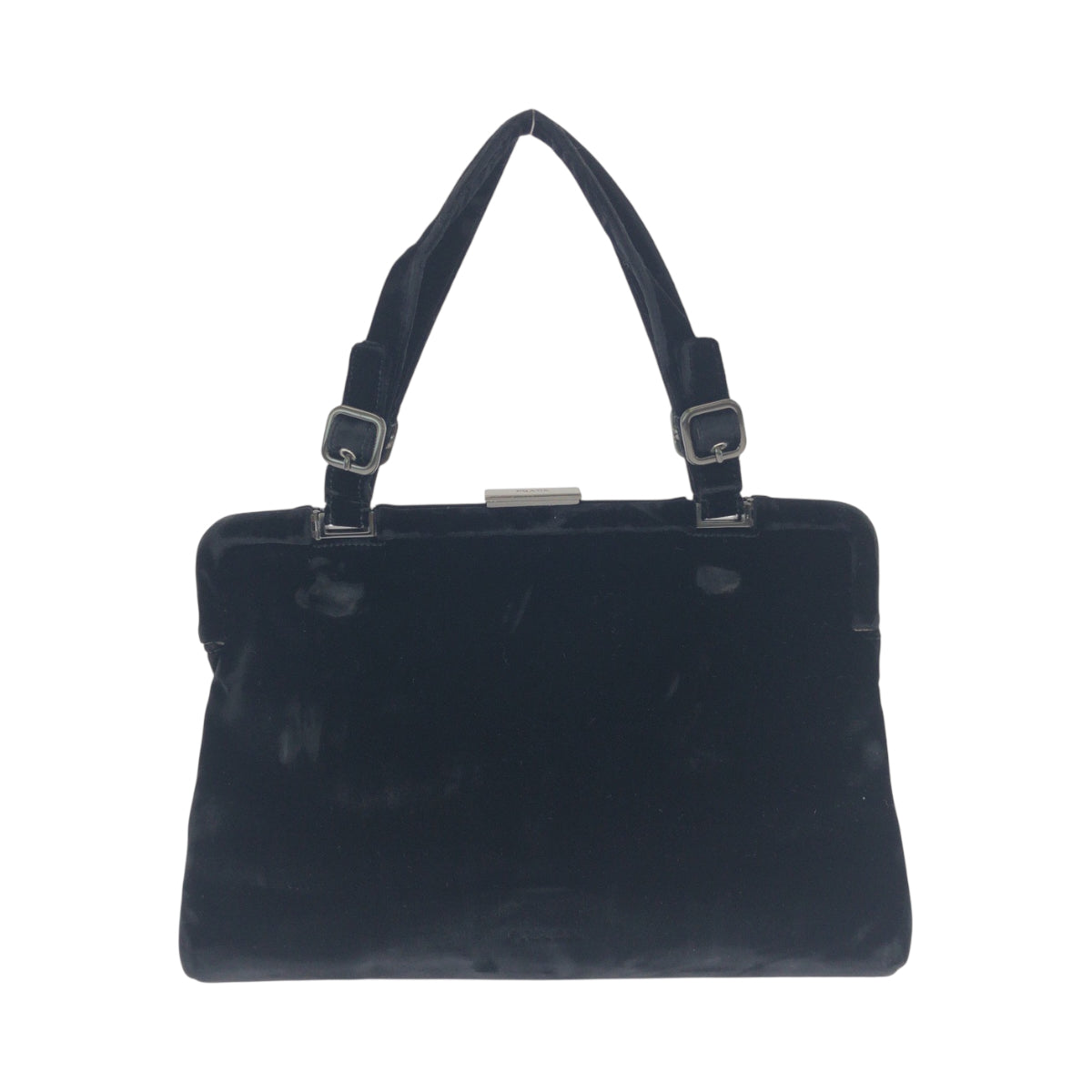 PRADA Tote Bag Velor Black Silver Metal Velor