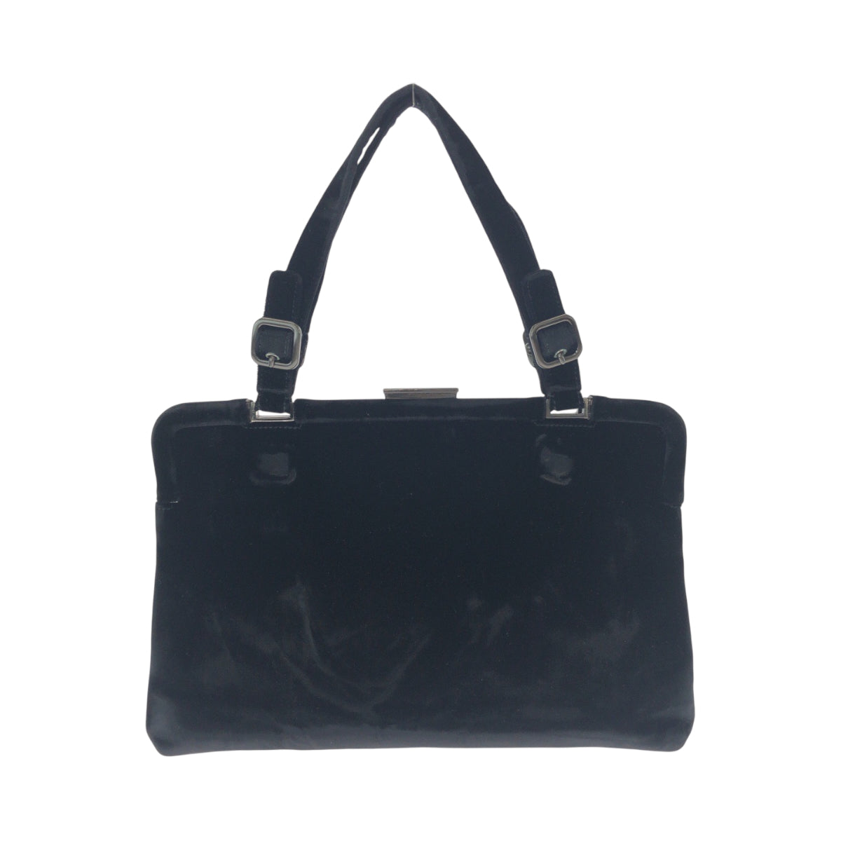 PRADA Tote Bag Velor Black Silver Metal Velor
