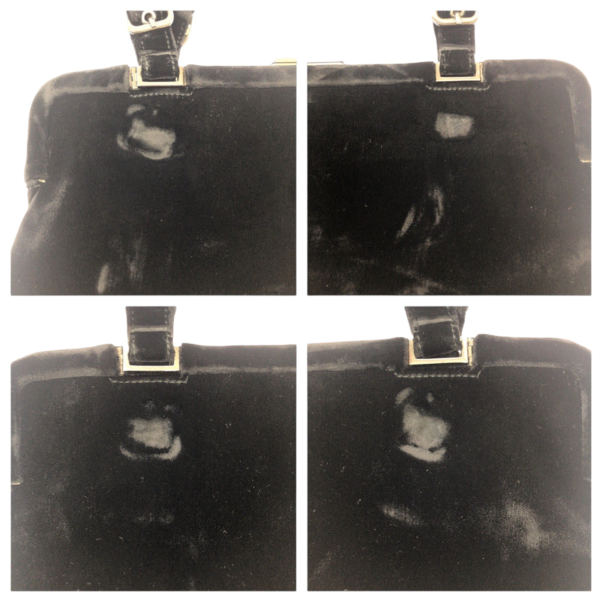 PRADA Tote Bag Velor Black Silver Metal Velor