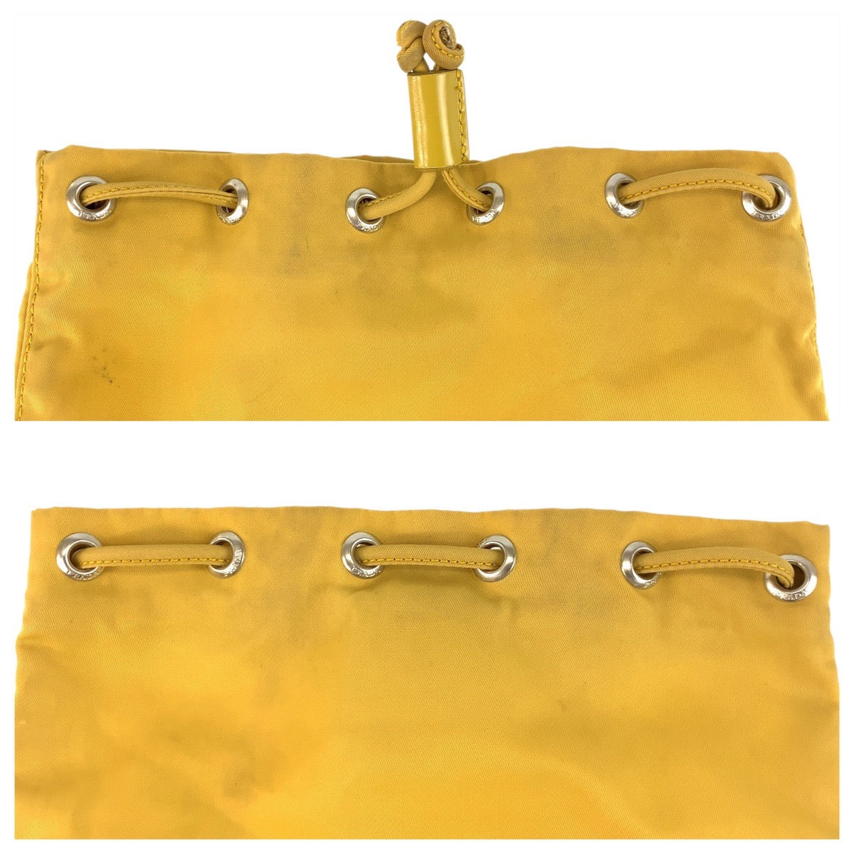 PRADA Pouch Nylon Yellow SilverMetal Test Triangle With logo