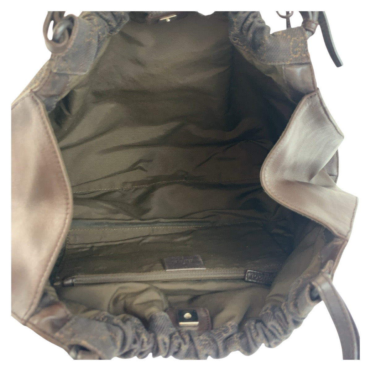 GUCCI Handbag 76554 GG canvas Brown Silver Metal