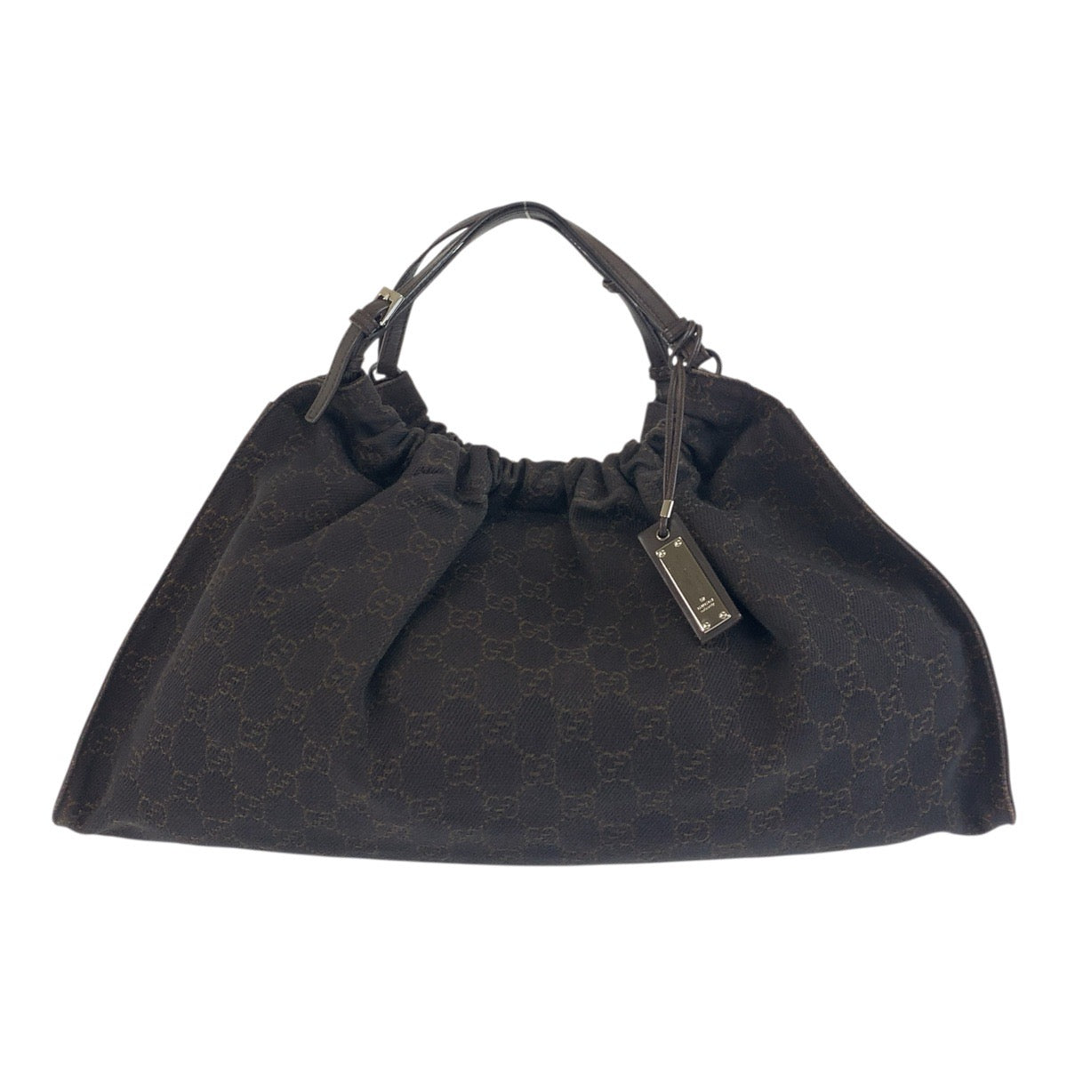 GUCCI Handbag 76554 GG canvas Brown Silver Metal