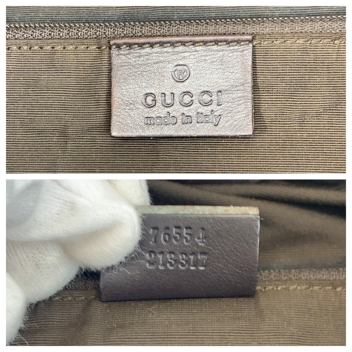 GUCCI Handbag 76554 GG canvas Brown Silver Metal