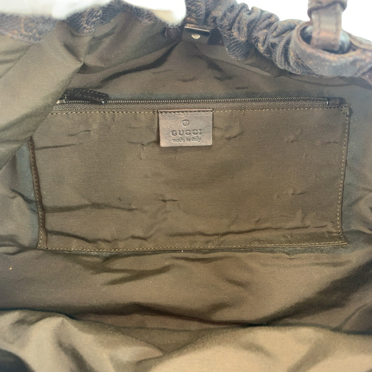 GUCCI Handbag 76554 GG canvas Brown Silver Metal
