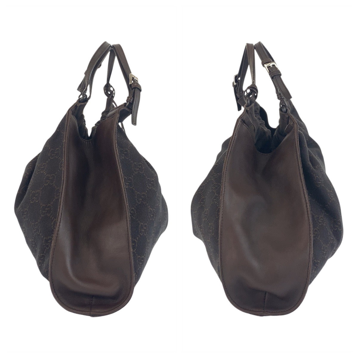 GUCCI Handbag 76554 GG canvas Brown Silver Metal