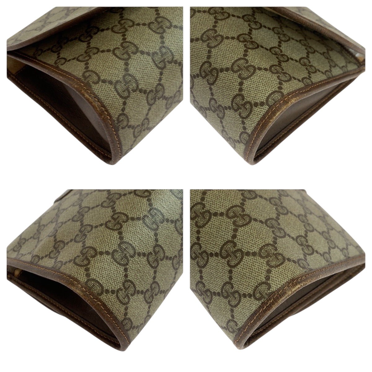 GUCCI Clutch bag 156 01 030 GG Supreme Canvas Beige brown Old Gucci Shelly Line