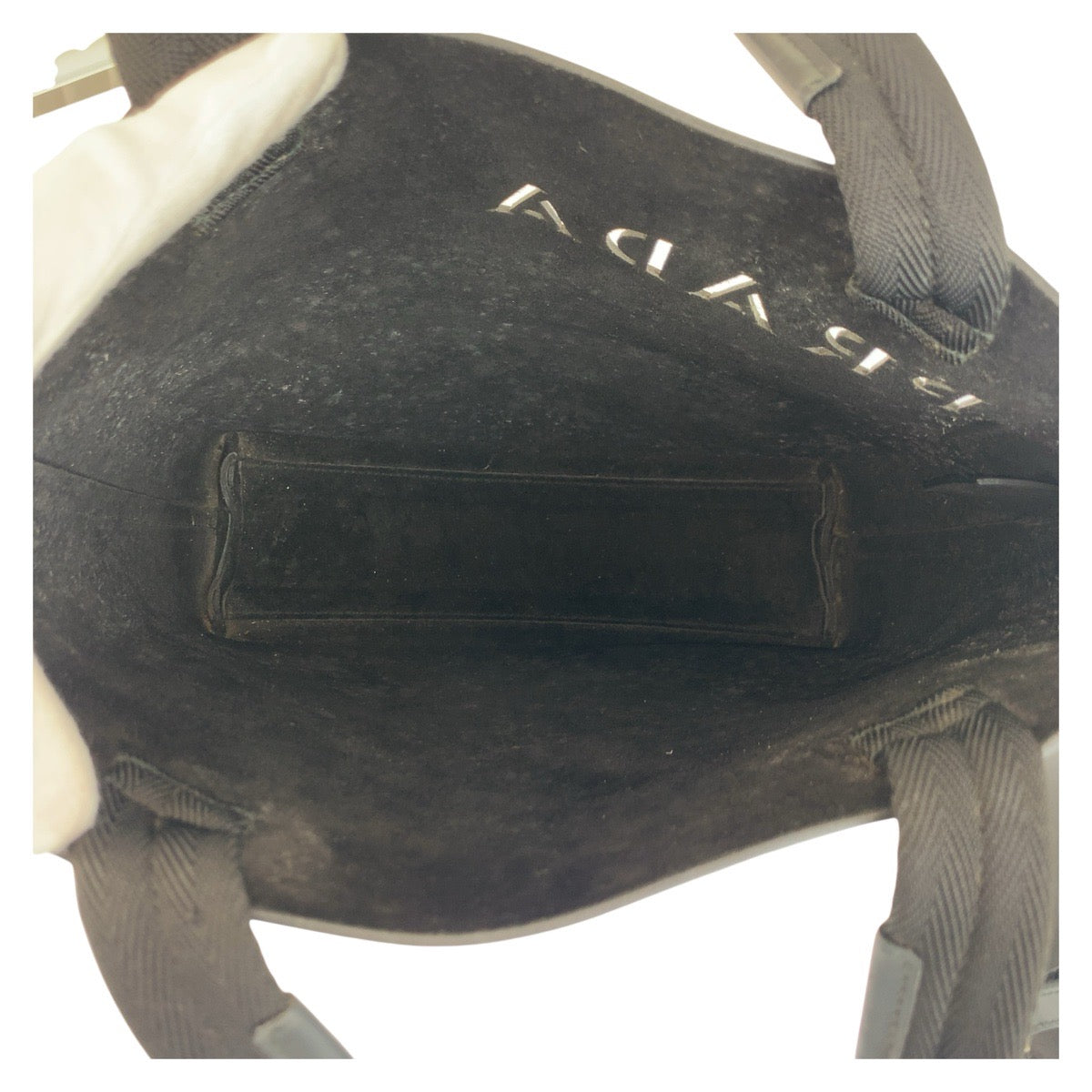 PRADA Tote Bag leather Black black Punching logo