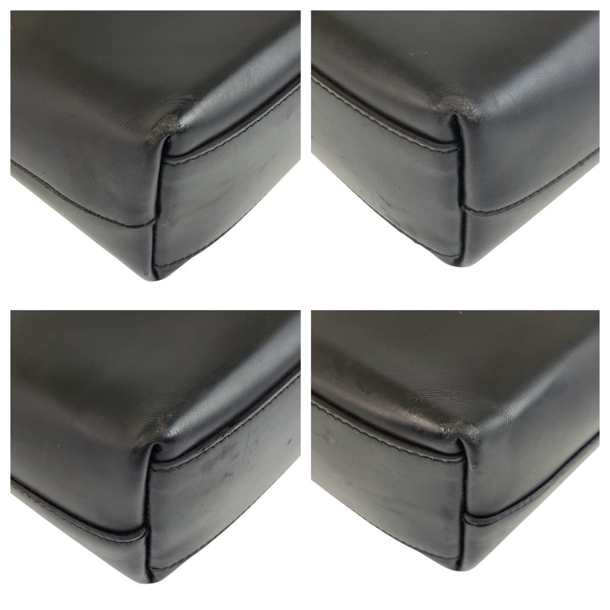 PRADA Tote Bag leather Black black Punching logo