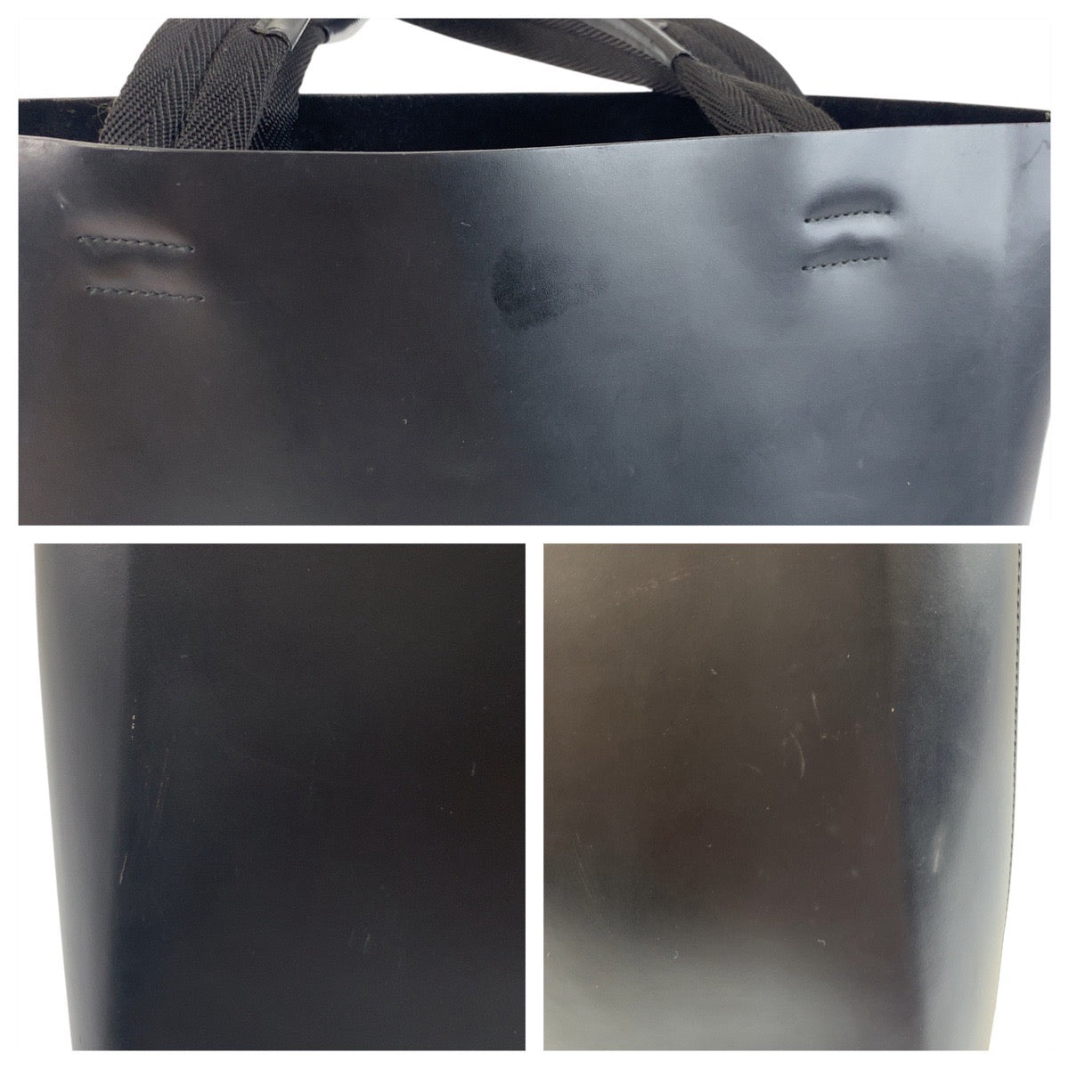 PRADA Tote Bag leather Black black Punching logo