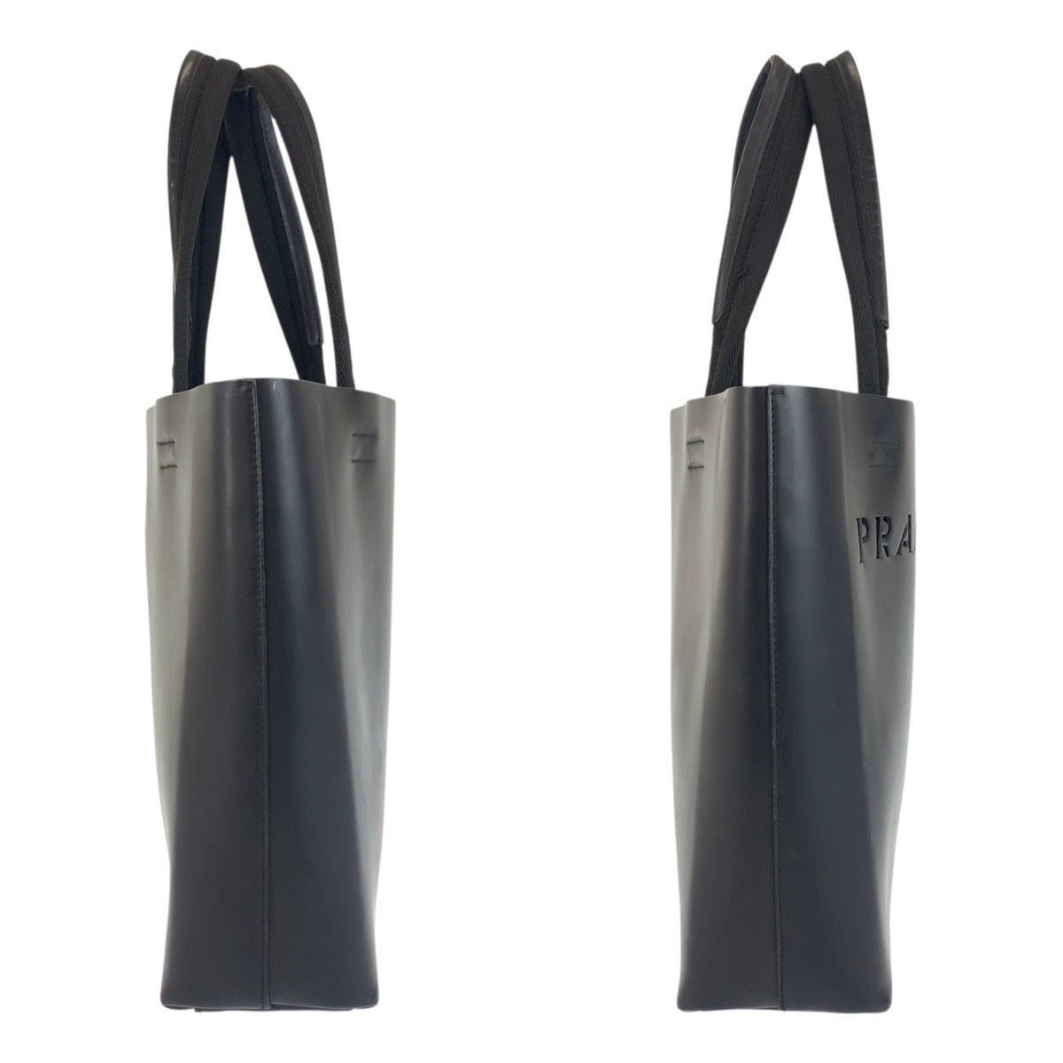 PRADA Tote Bag leather Black black Punching logo