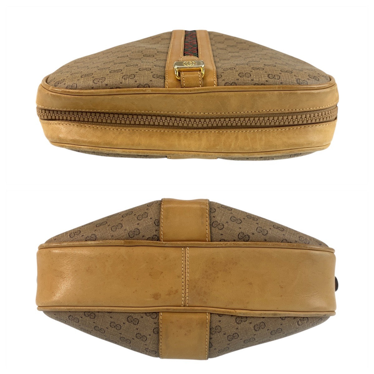 GUCCI Shoulder Bag PVC Beige Gold Metal Old Gucci Micro GG