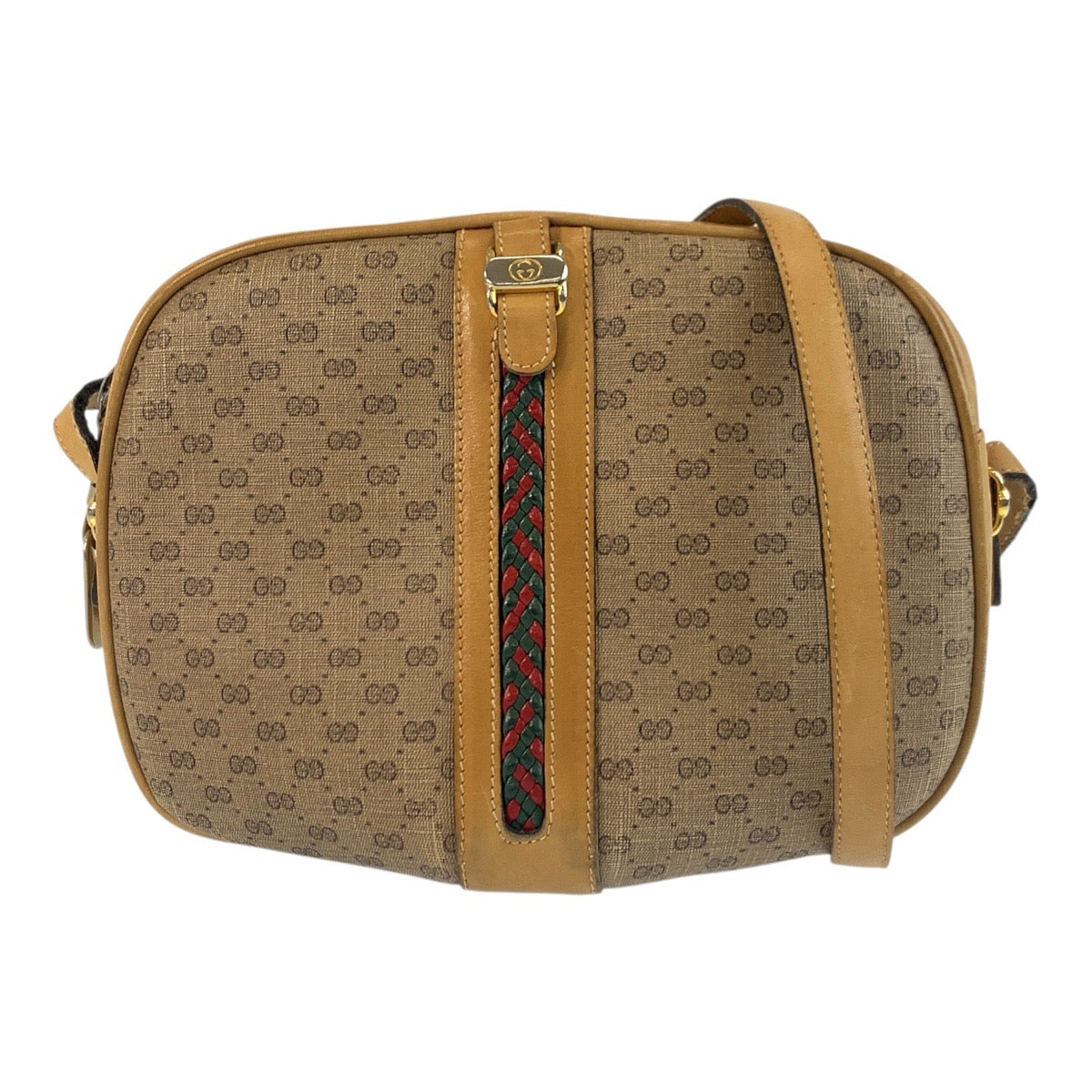 GUCCI Shoulder Bag PVC Beige Gold Metal Old Gucci Micro GG