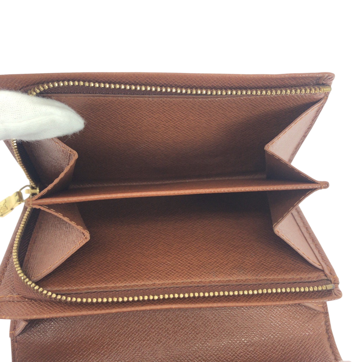 LOUIS VUITTON Bifold Wallet M61736 PVC Dark Brown Gold Metal Monogram Portefeuille Tresol