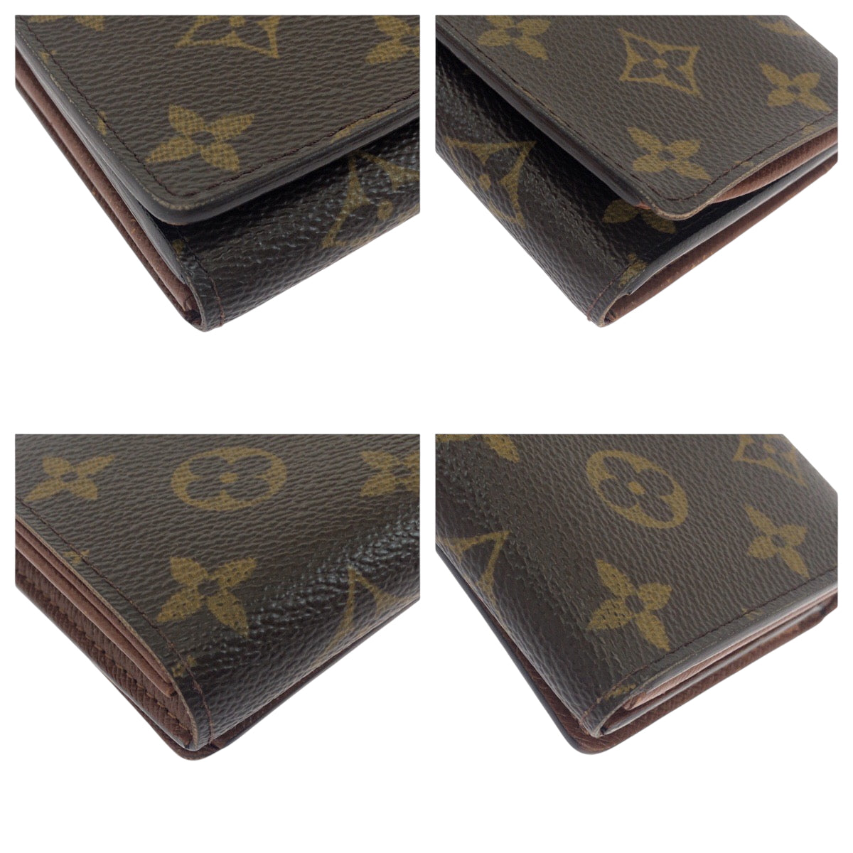 LOUIS VUITTON Bifold Wallet M61736 PVC Dark Brown Gold Metal Monogram Portefeuille Tresol