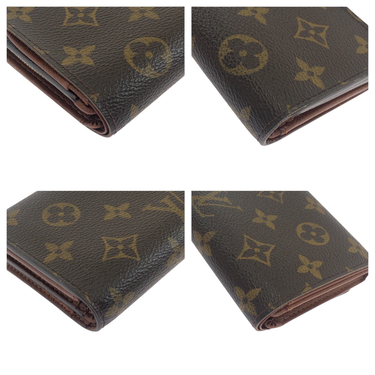 LOUIS VUITTON Bifold Wallet M61736 PVC Dark Brown Gold Metal Monogram Portefeuille Tresol