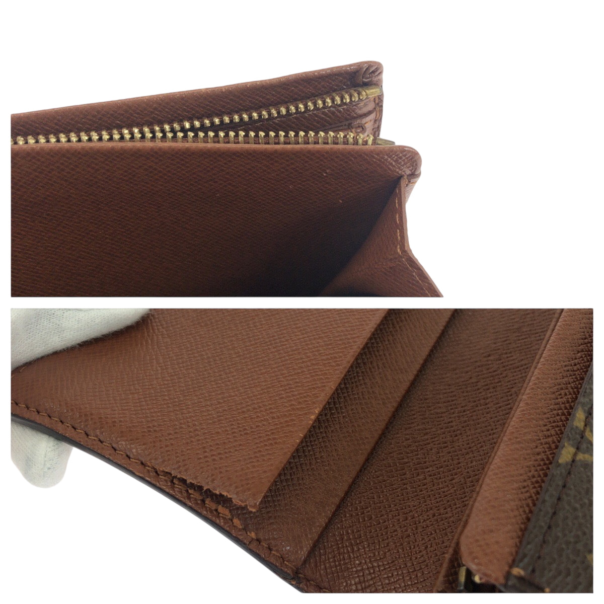 LOUIS VUITTON Bifold Wallet M61736 PVC Dark Brown Gold Metal Monogram Portefeuille Tresol