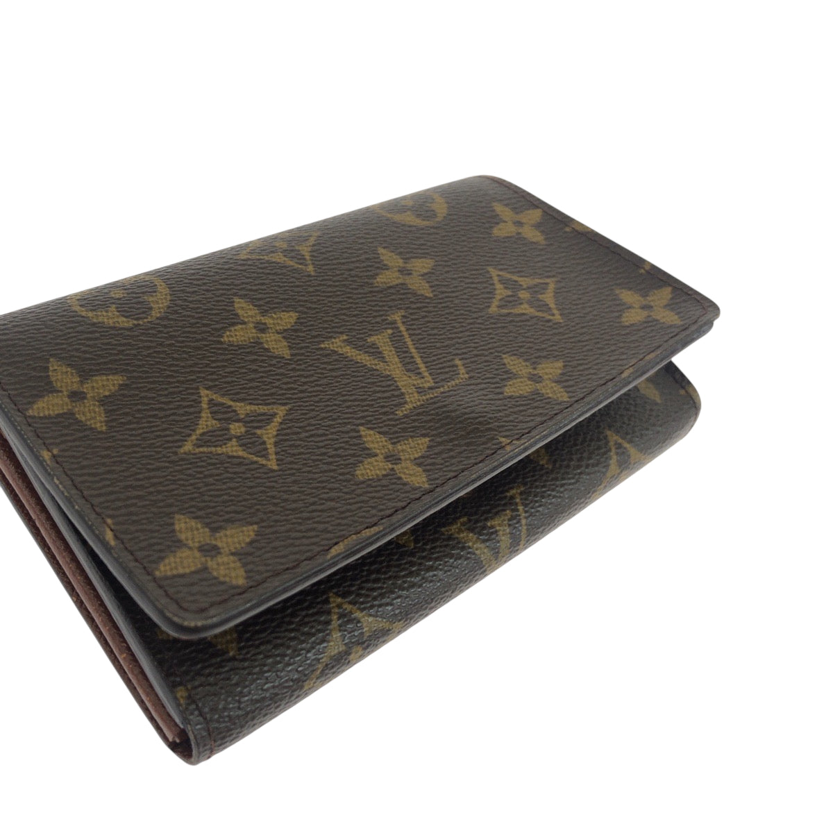 LOUIS VUITTON Bifold Wallet M61736 PVC Dark Brown Gold Metal Monogram Portefeuille Tresol