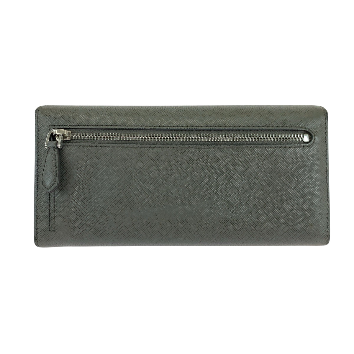 PRADA Long Wallet Purse 1MH132 leather Grey SilverMetal Safiano logo