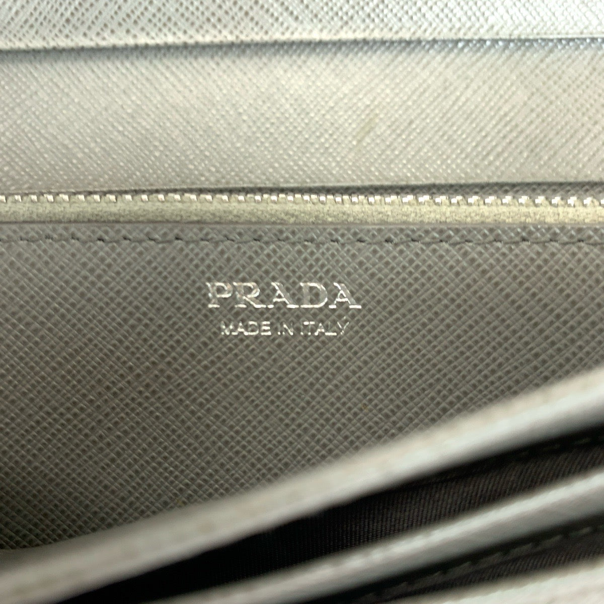 PRADA Long Wallet Purse 1MH132 leather Grey SilverMetal Safiano logo