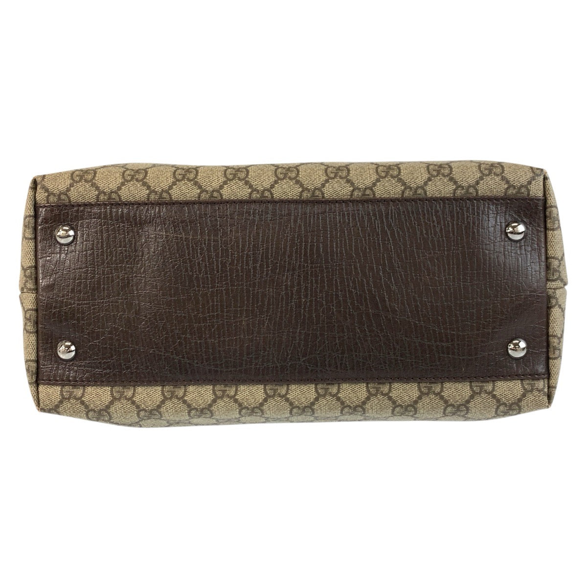 GUCCI Tote Bag 131220 GG Supreme Canvas Beige Brown SilverMetal