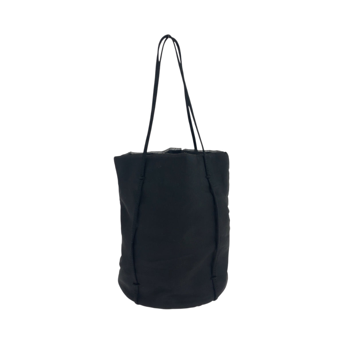 PRADA Tote Bag Nylon Black Silver Metal Tessuto Satin