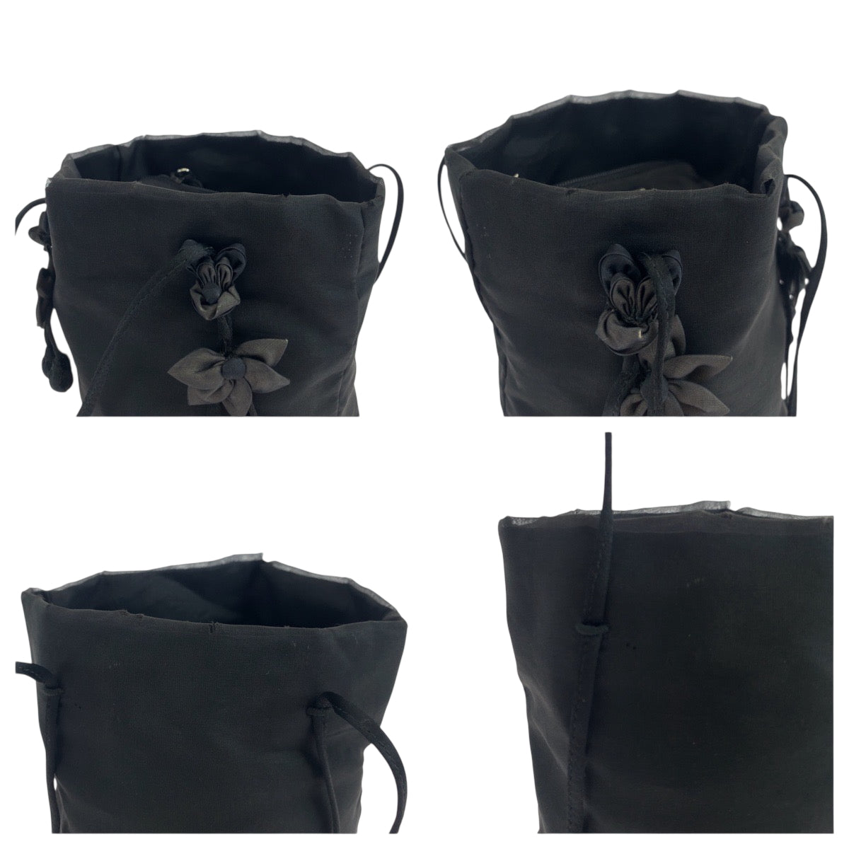 PRADA Tote Bag Nylon Black Silver Metal Tessuto Satin
