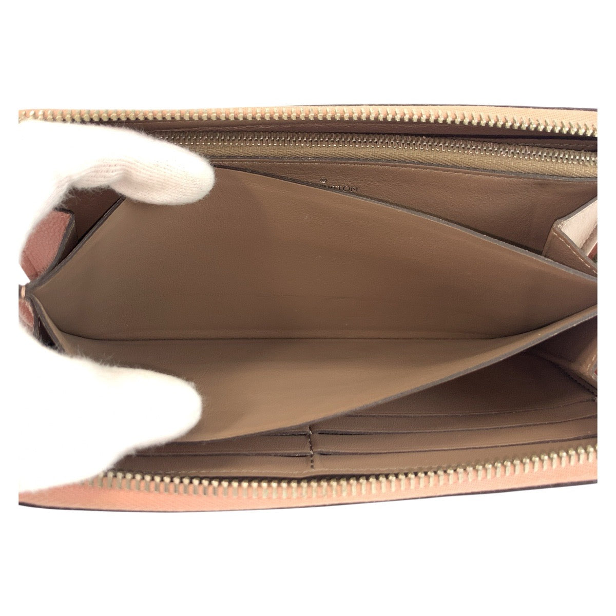 LOUIS VUITTON Long Wallet Purse M60148 leather Magnolia Pink Greige SilverMetal Portefeuille comet