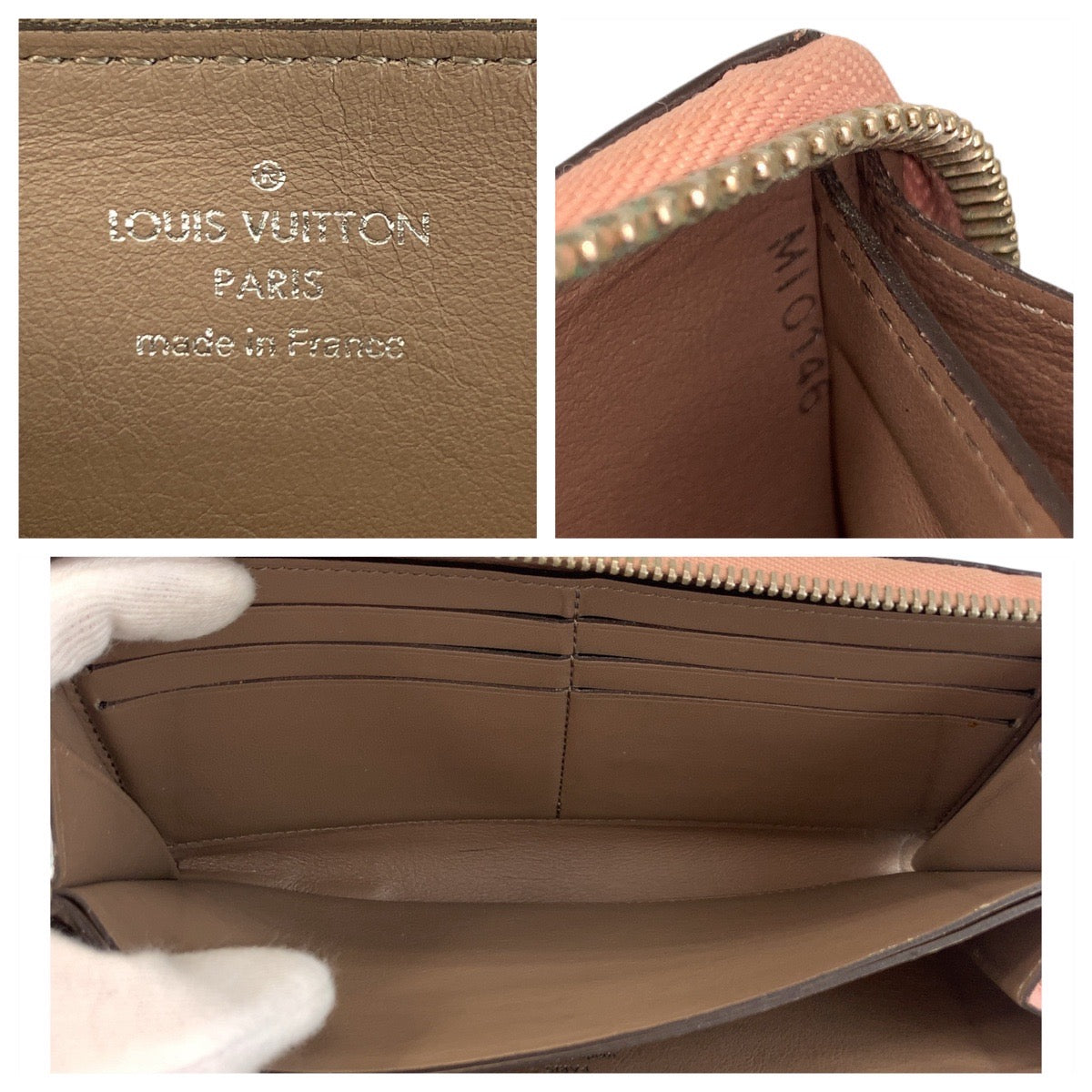 LOUIS VUITTON Long Wallet Purse M60148 leather Magnolia Pink Greige SilverMetal Portefeuille comet