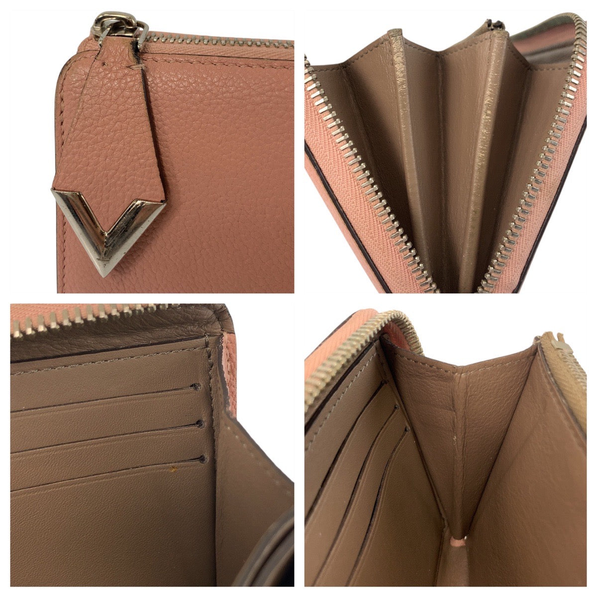 LOUIS VUITTON Long Wallet Purse M60148 leather Magnolia Pink Greige SilverMetal Portefeuille comet