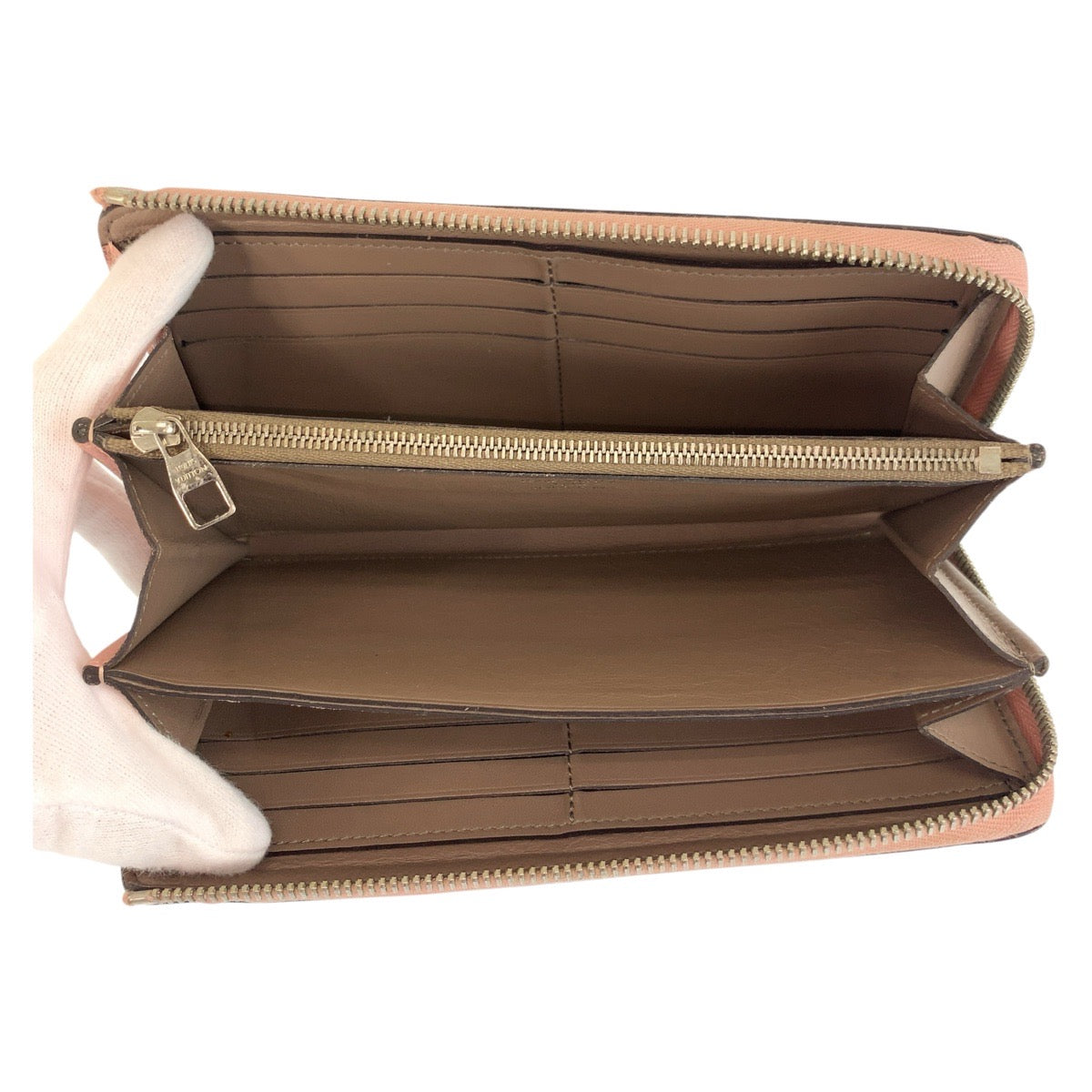 LOUIS VUITTON Long Wallet Purse M60148 leather Magnolia Pink Greige SilverMetal Portefeuille comet