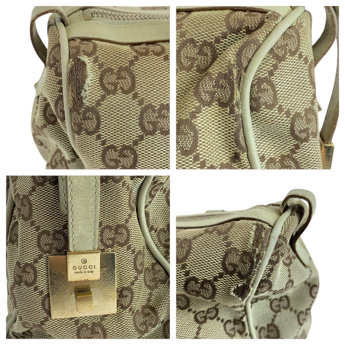 GUCCI Handbag 000 0851 GG canvas Beige Gold Metal