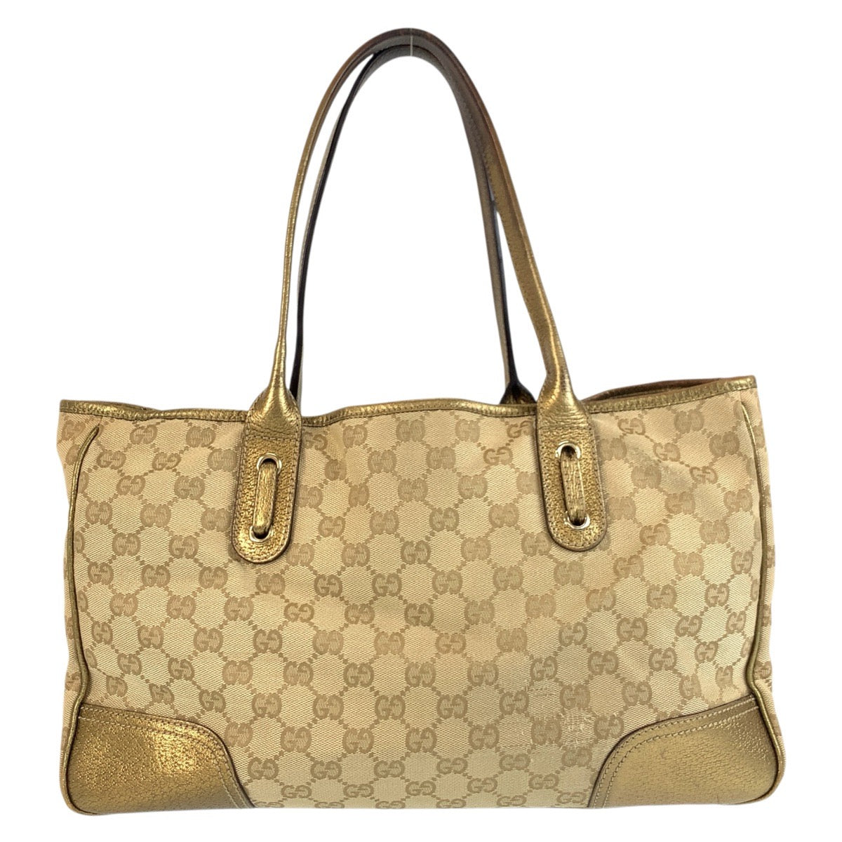 GUCCI Tote Bag 163805 GG canvas Beige gold Pretty