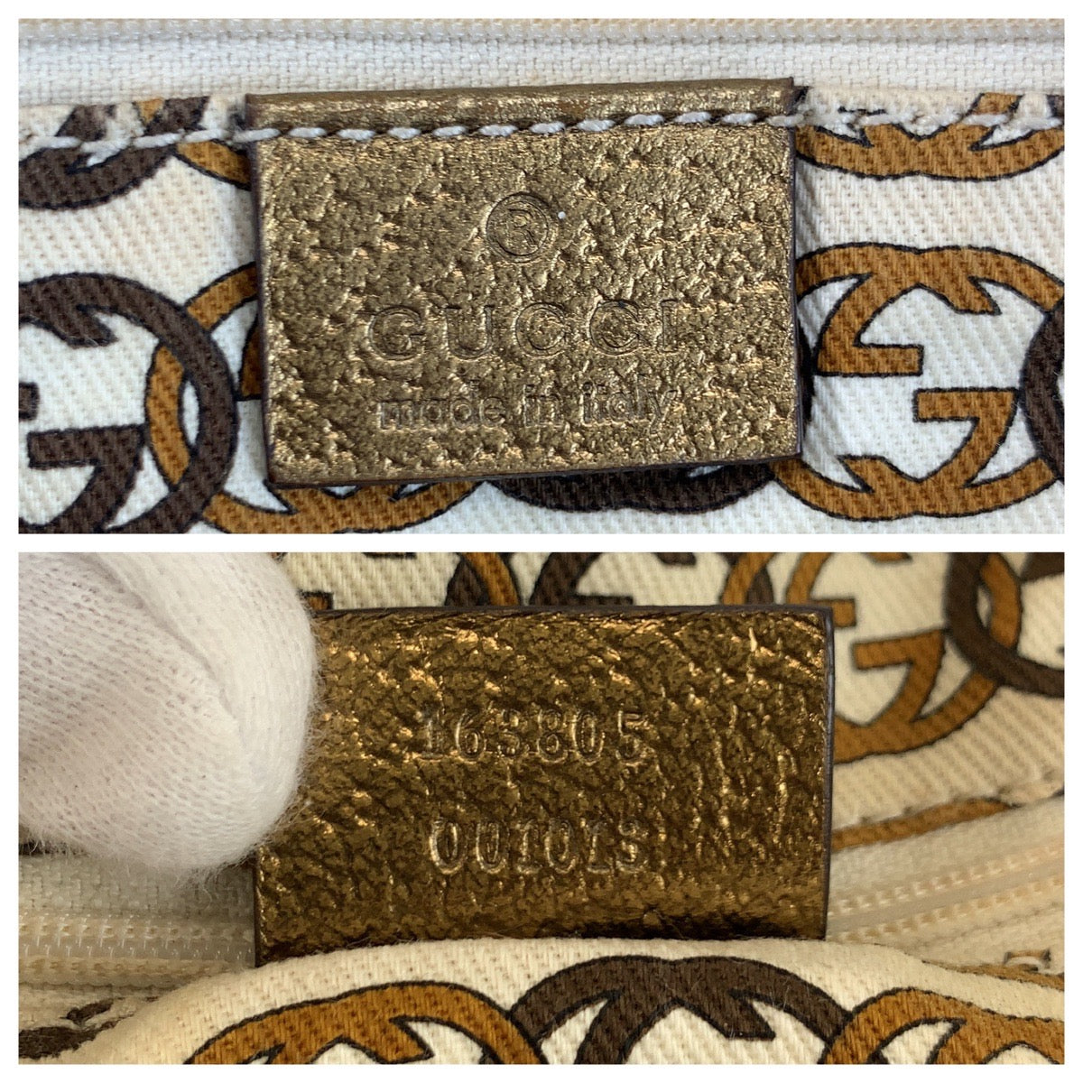GUCCI Tote Bag 163805 GG canvas Beige gold Pretty