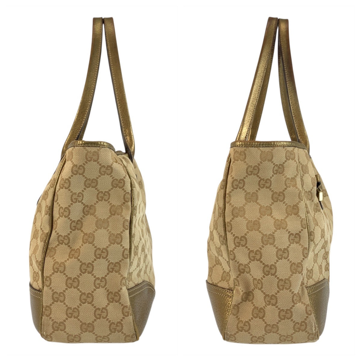 GUCCI Tote Bag 163805 GG canvas Beige gold Pretty