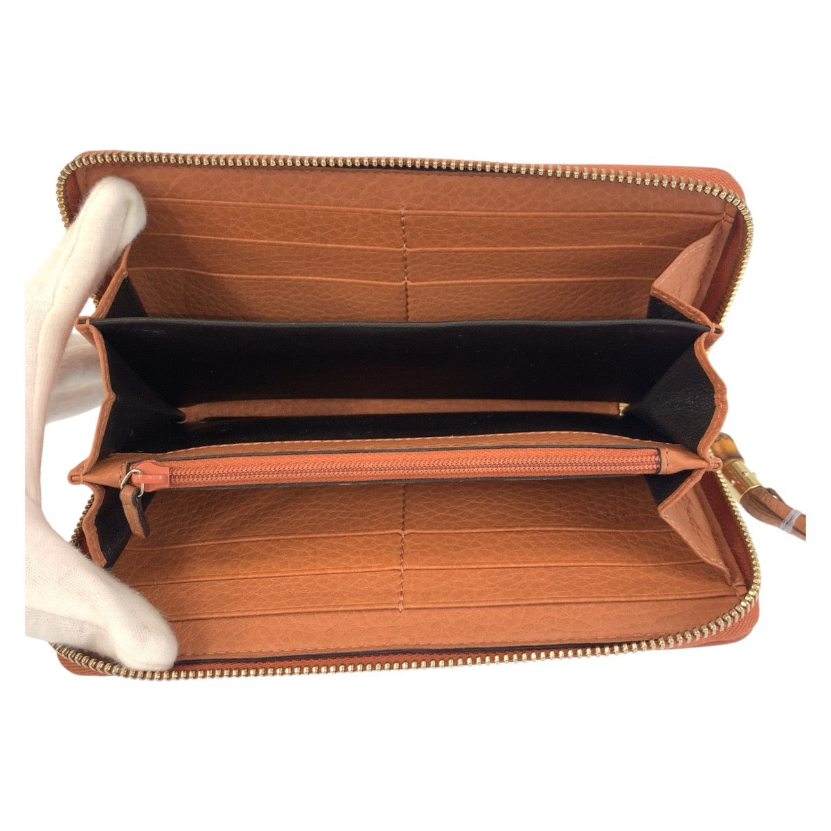 GUCCI Long Wallet Purse 224253 GG canvas Beige Pink Gold Metal Bamboo