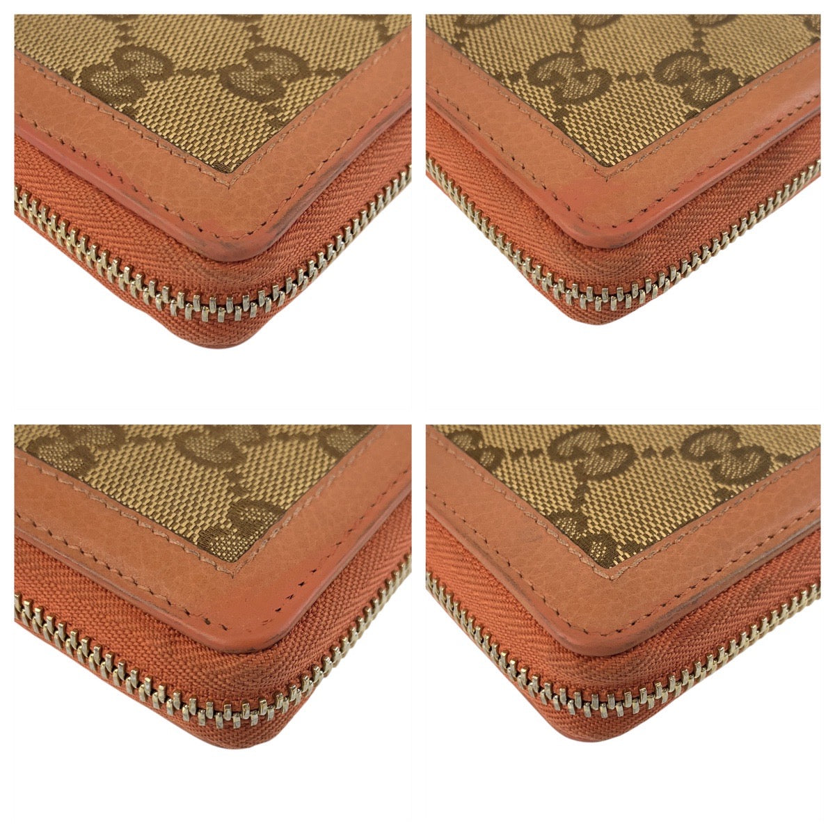 GUCCI Long Wallet Purse 224253 GG canvas Beige Pink Gold Metal Bamboo
