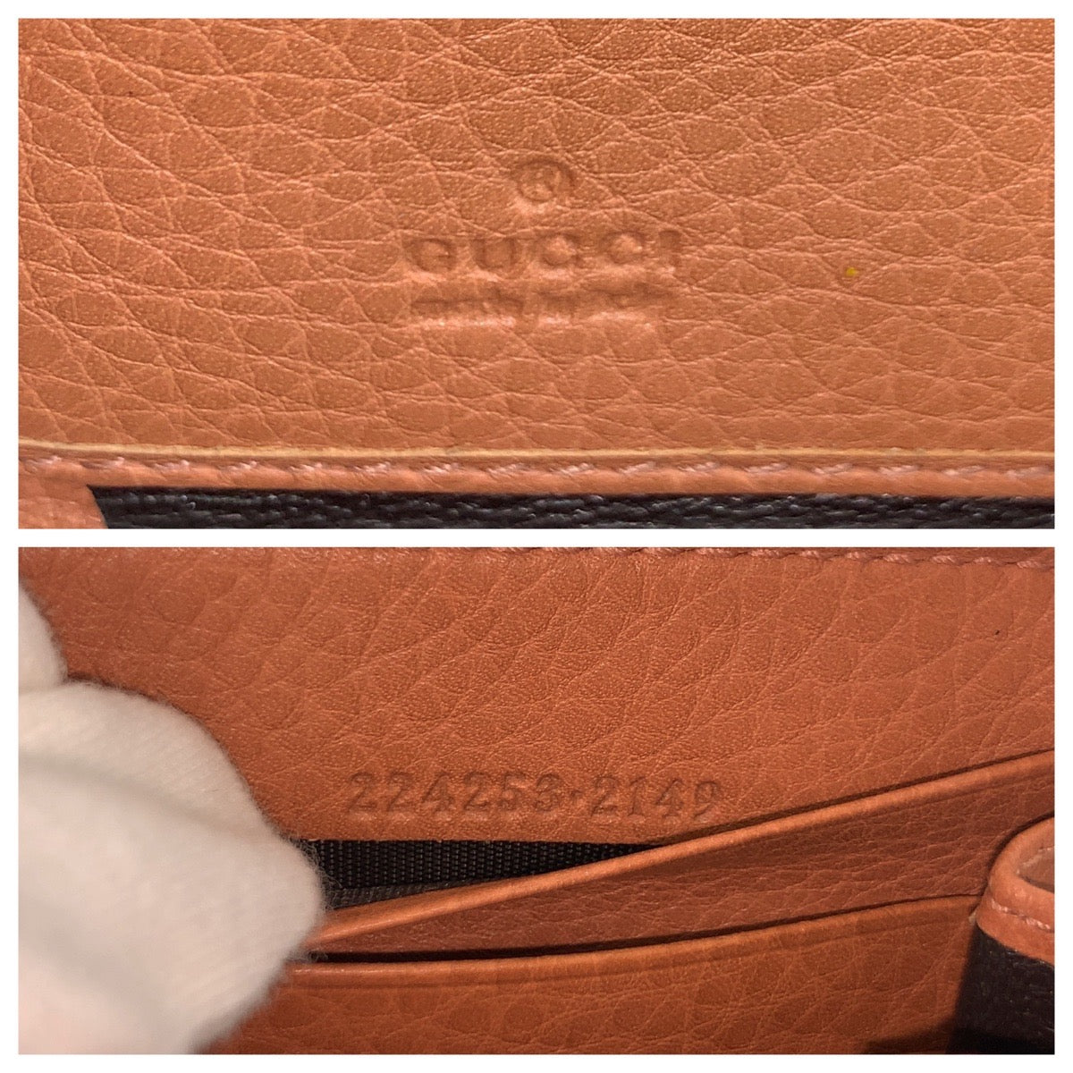 GUCCI Long Wallet Purse 224253 GG canvas Beige Pink Gold Metal Bamboo