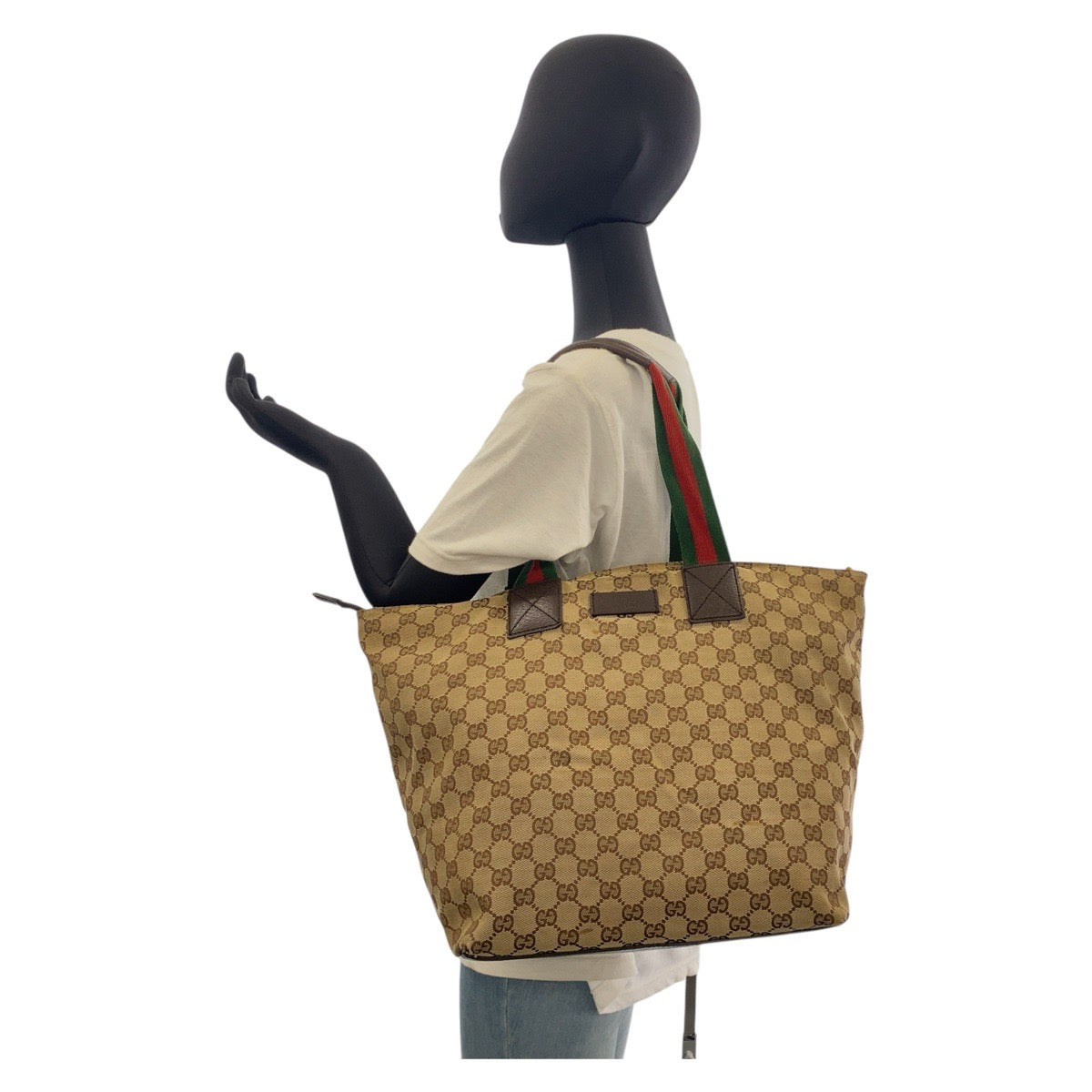 GUCCI Tote Bag 131231 GG canvas Beige brown Sherry line